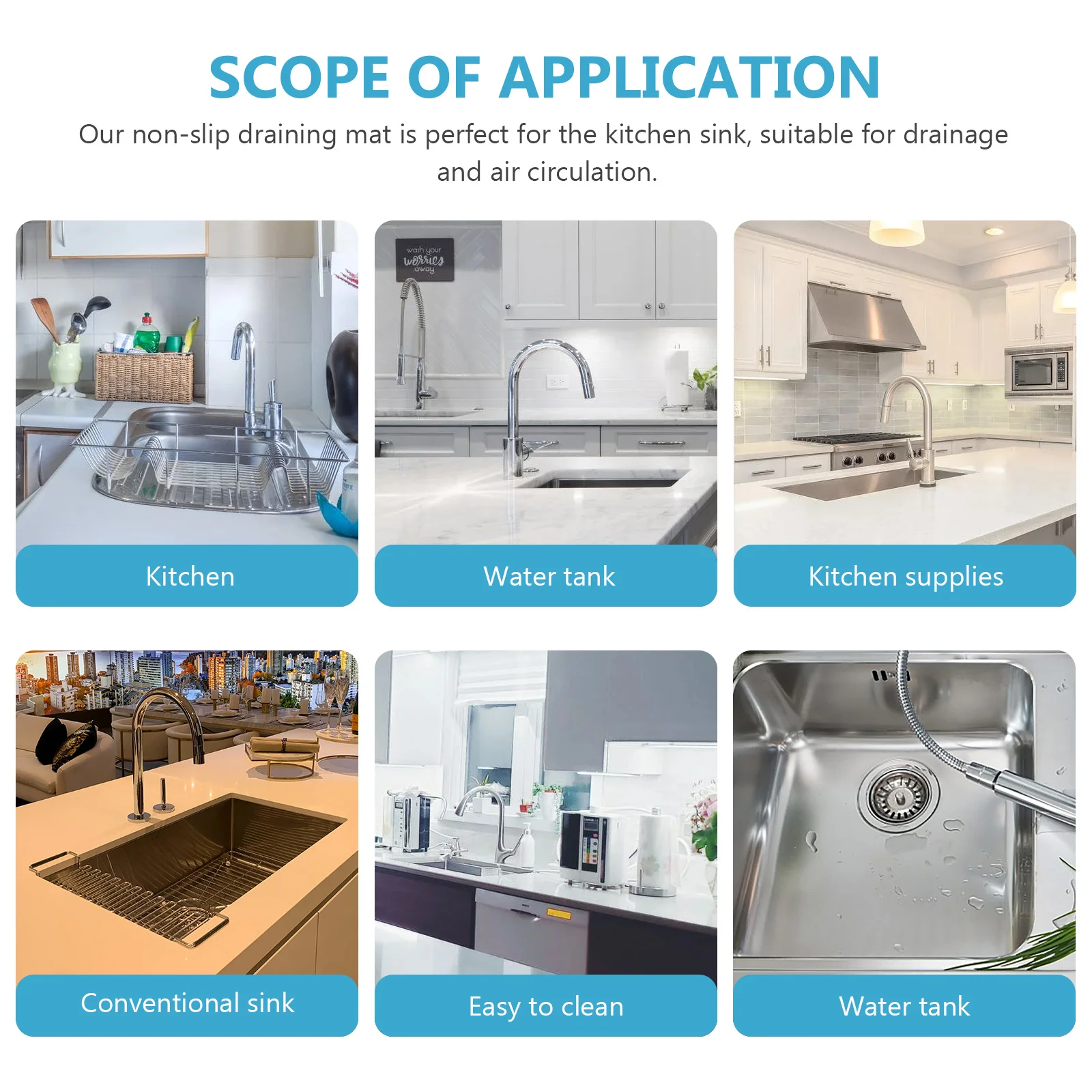 

Silicone Dish Drying Mat Kitchen Sink Protector Heat Resistant Countertop Draining Rack Cooling Mat Dishwasher Safe