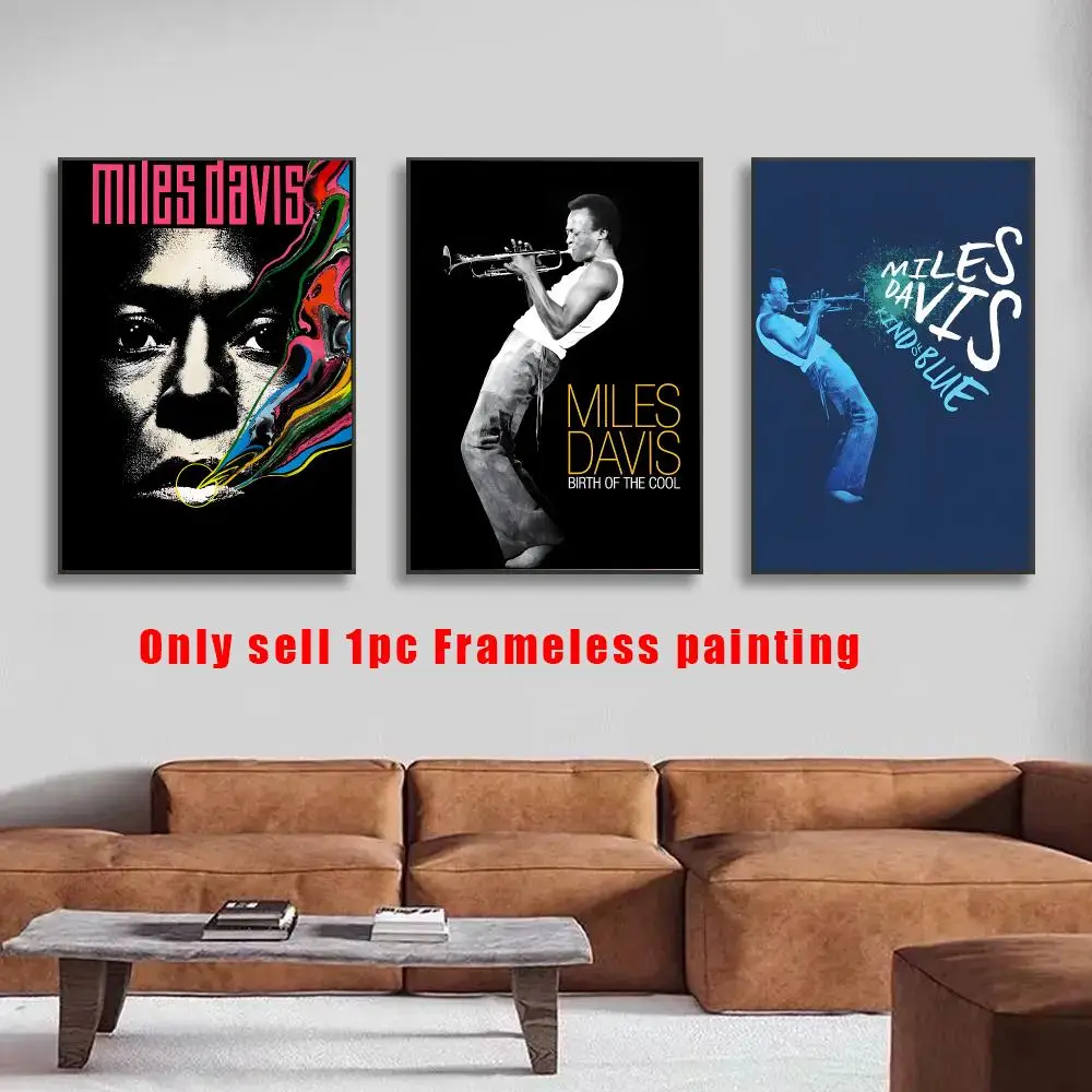 Jazzman M-Miles Davis Poster HD Self-Adhesive Wall Decals For Living Room & Bedroom Home Decor Gift