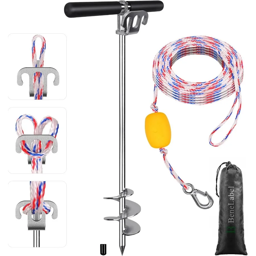 

BeneLabel 17" 26" 36" Sand Anchor for Boat Screw in Boat Anchor for Shallow Water Stainless Steel Boat Beach Anchor for Sandbar