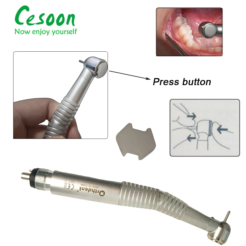 Dental LED High Speed Handpiece 3 Water Spray 2/4 Hole E-generator Fit NSK/Kavo Head Ceramic Bearing Push Button Dentistry Tool