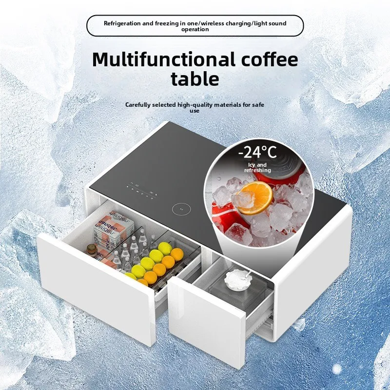 New 90L smart refrigerator, office living room wireless music charging high-end coffee table refrigerator