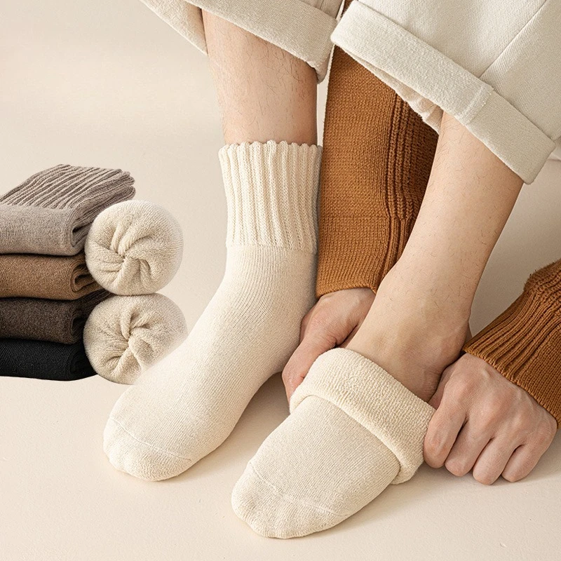 1/5 pares outono e inverno engrossado pelúcia quente terry meias inverno casa meias grossas dormir chão meias