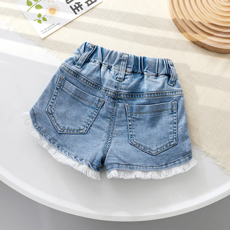 Cute Flower Baby Girls Denim Shorts Summer New Fashion Korean Version Kids Shorts Pants Birthday Gift 2-10 Yrs Children Clothing image 2