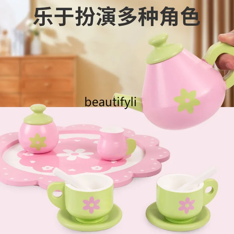 Large wooden playhouse simulation tea set, girls and children, ornaments, kindergartens, toys