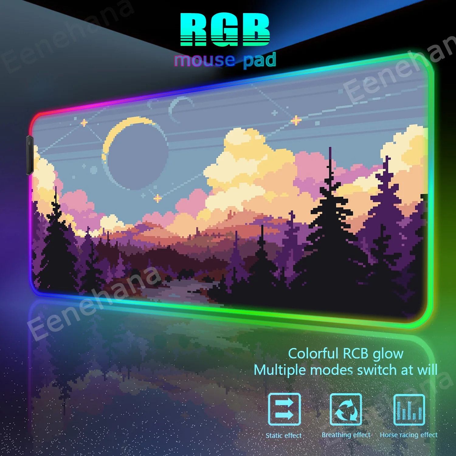 Large Rgb Mousepad Keyboard Extended Pad Night Cute Clouds Gaming Setup Accessories Computer Mat Pc Gamer Desktop Moon Mouse Pad