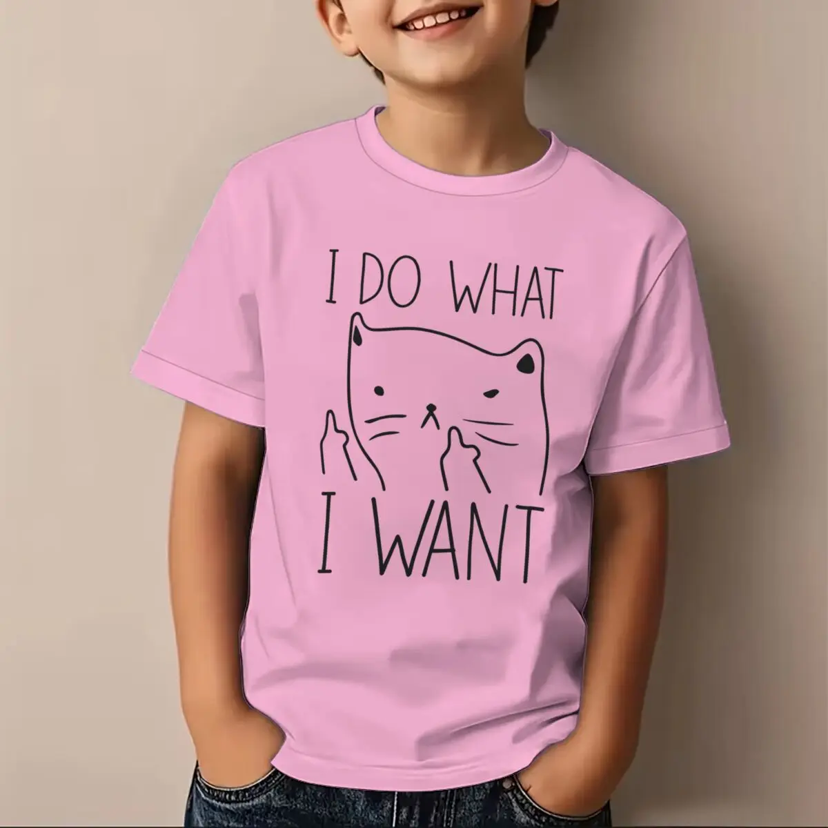 Funny Cat I Do What I Want T-shirt Cute Cat Graphic Soft Cotton Tee Cat Lover Gift Girls Boys Fashion Casual T-shirt