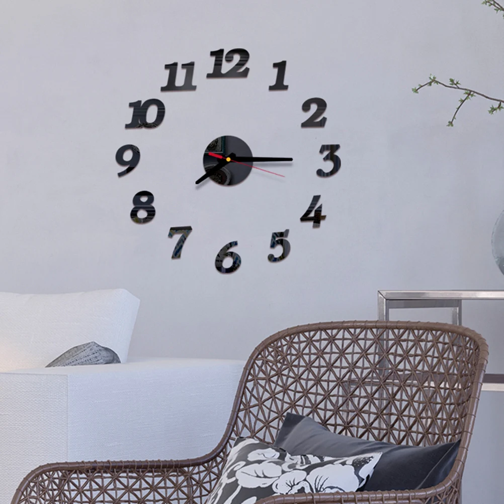 

Large Size Frameless Wall Clock Adhesive Decorative Modern Silent Acrylic 3D Sticker Operated Home Office Bathroom