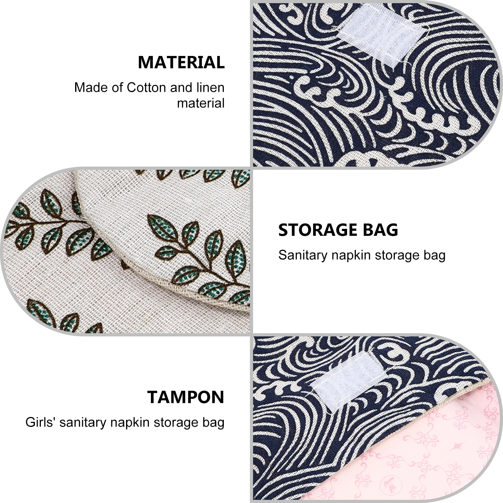 Baby Diaper Change Bag Wallet Aunt's Towel Storage Travel Waterproof Menstrual Pad Bags Tampon Purses Cloth Pads Cotton Linen