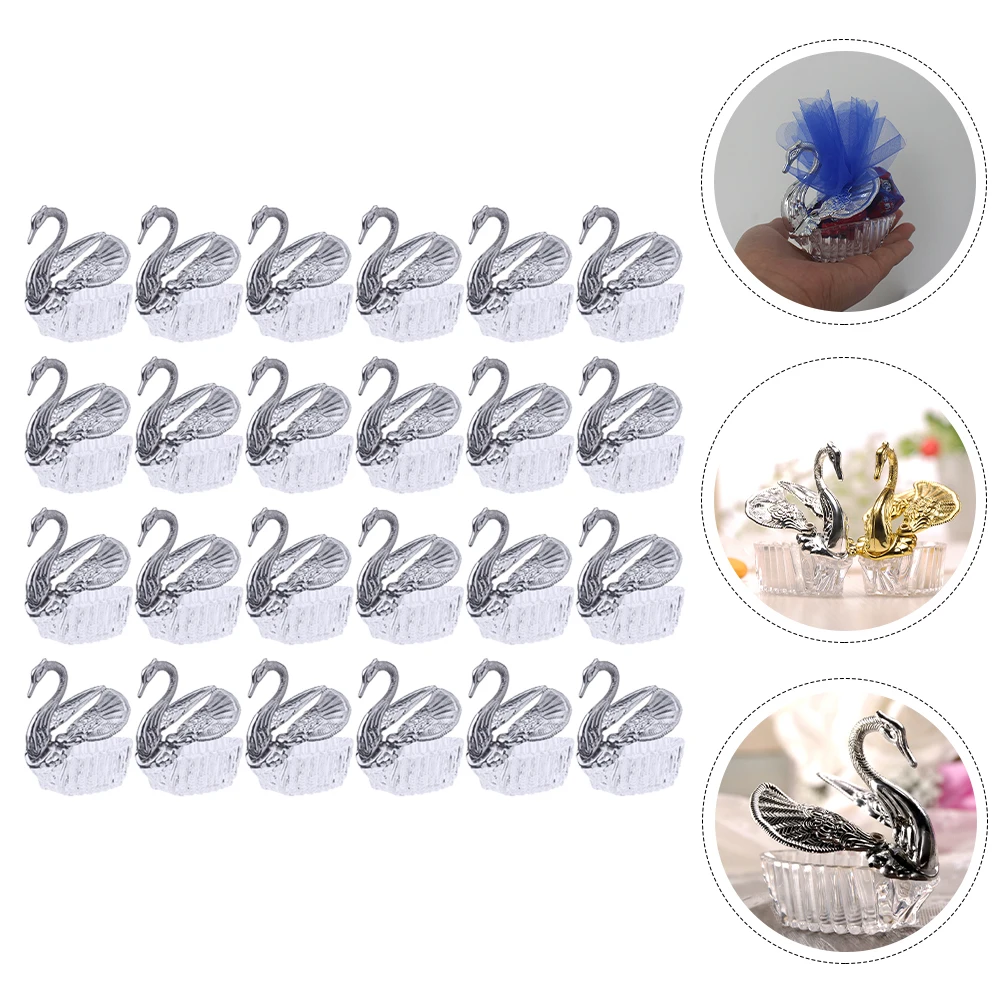

24 Pcs Candy Boxes Elegant Wedding Decorations Unique Swan Design Plastic Gift Holders Bridal Party Favors Packaging Boxes