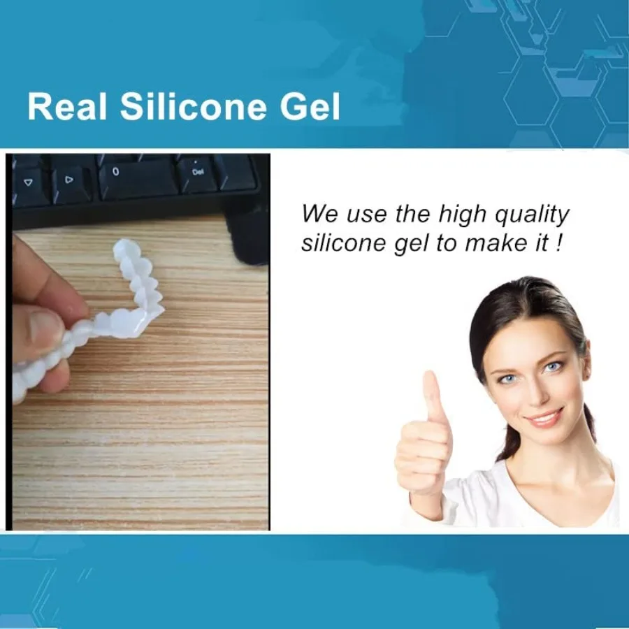 Penutup Gigi Kosmetik Gel Silikon Ukuran Besar untuk Memutihkan dan Meningkatkan Senyum, Sangat Pas untuk Dipakai Sehari-hari, Tak Terlihat Juga