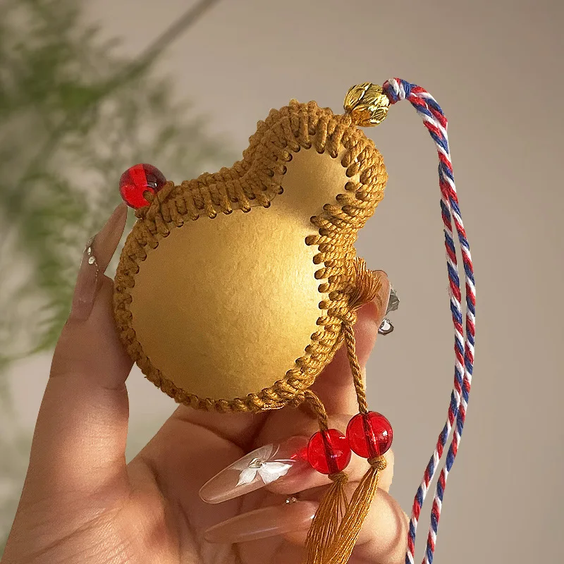 Natural Gourd Woven Bag Storage Jar Handcrafted Gourd Bag Gourd Storage Collectible Display Home Decor Lucky Fortune Blessing