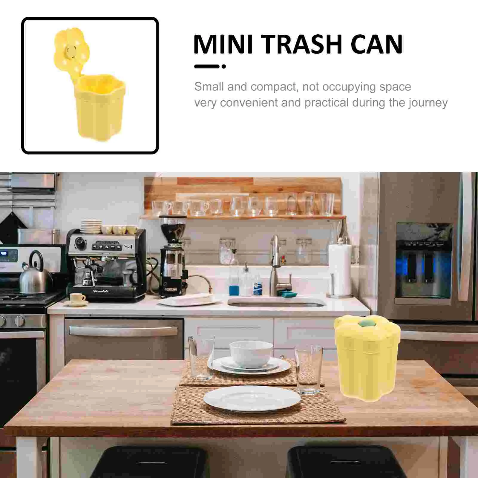 Storage Dust Basket Trash Bin Garbage Airtight Can Car for Mini Table Plastic Desktop with Lid Office Wastebasket Small