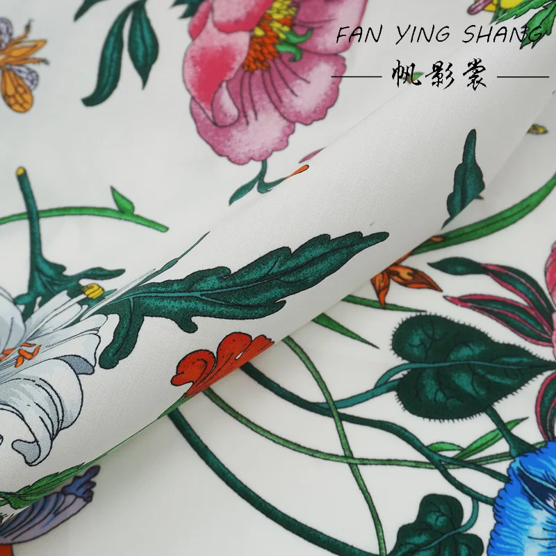 2026 New Fashion Hundred-Flower Garden Insect Digital Cotton Fabric For Dress Shirt Telas Para Costura Tissus Couture ткань Diy