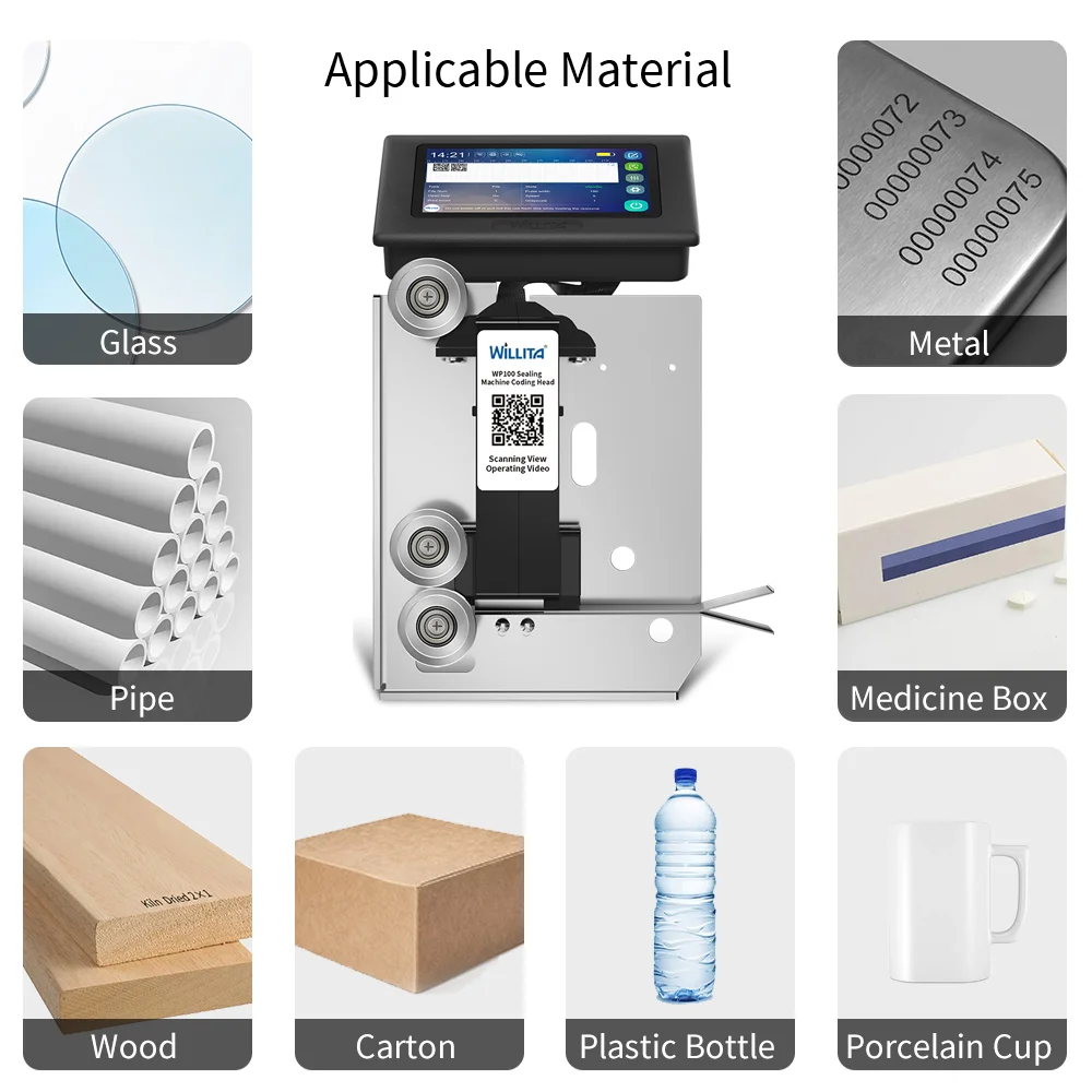 Imagem -03 - Máquina de Codificação Inteligente Willita 127 mm para Selador Data de Validade Etiqueta Código de Barras Impressoras Jato de Tinta Cabeça de Impressão para Máquina de Selagem