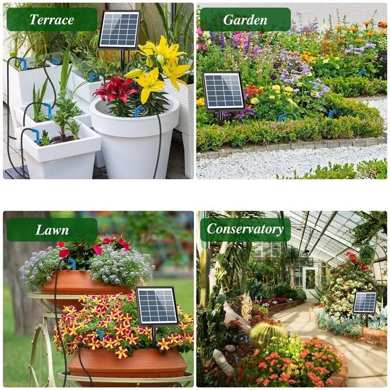 AFOURT-For Potted Plants 6V 2W Solar Intelligent Irrigation Kit DIY Timed Watering Device With 1800Mah Battery