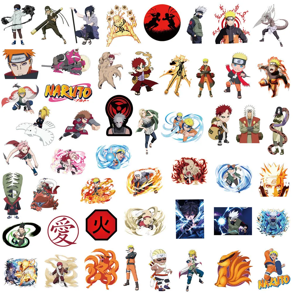 50PCS/100PCS Naruto Anime Cartoon Sticker Phone Case Laptop Ledger Suitcase DIY Decorative Waterproof Stickers Kid Toy Gift