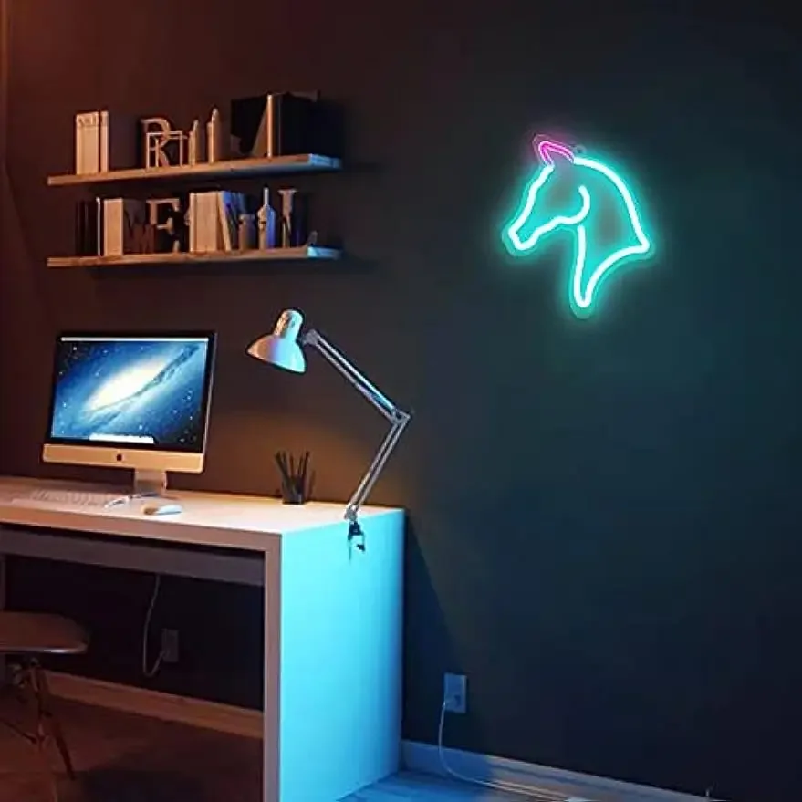 Horse Head Led Neon Lights for Room Decor, Gifts for Birthday Xmas Holidays for Kids Boys Girls Women Girlfriend Wife Daughter