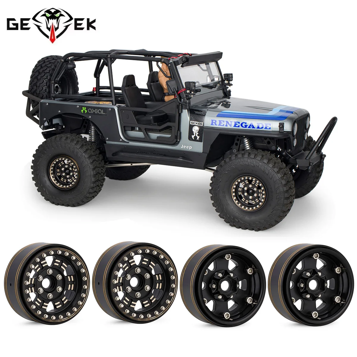 

Heavy Brass 1.9 Inch Beadlock Wheel Rims Negative Offset 959g for 1/10 RC Crawler Car TRX4 Capra SCX10 D90 Gen8 CC01