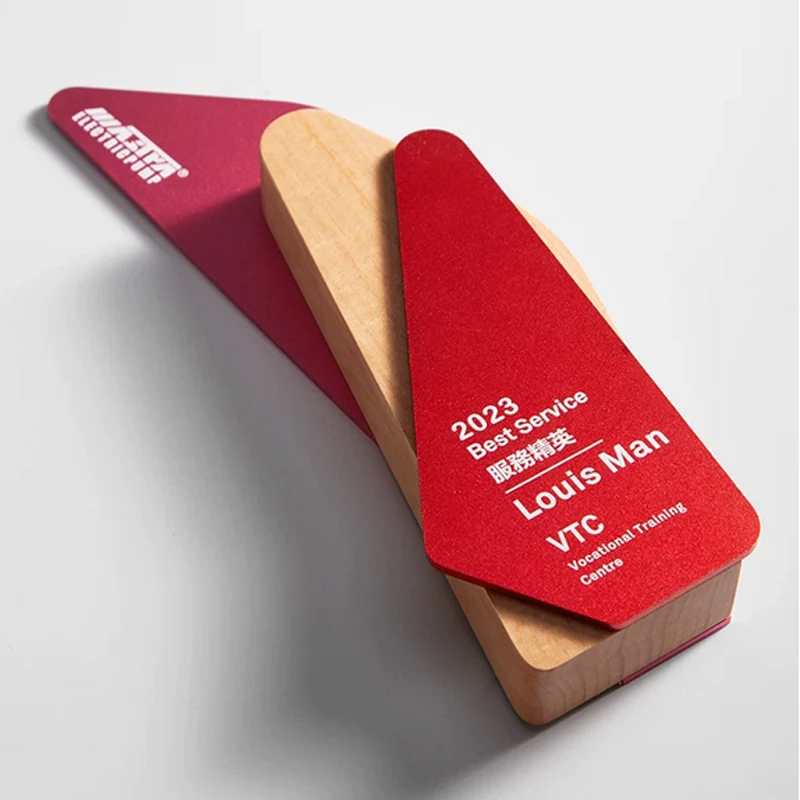 Trophée personnalisé en bois, aluminium et métal pour Employé Exceptionnel, Récompense Réunion Annuelle, Décoration Commémorative, 1 pièce