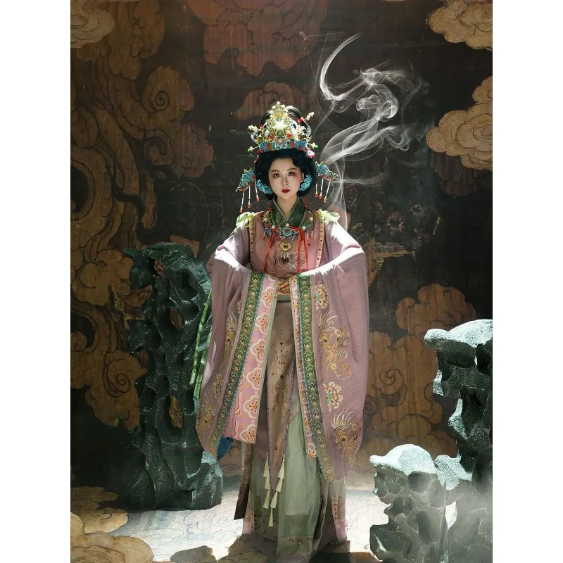 Women's Wei-Jin retro ancient clothing with large sleeves and waist-length heavy industry embroidered fairy clothing