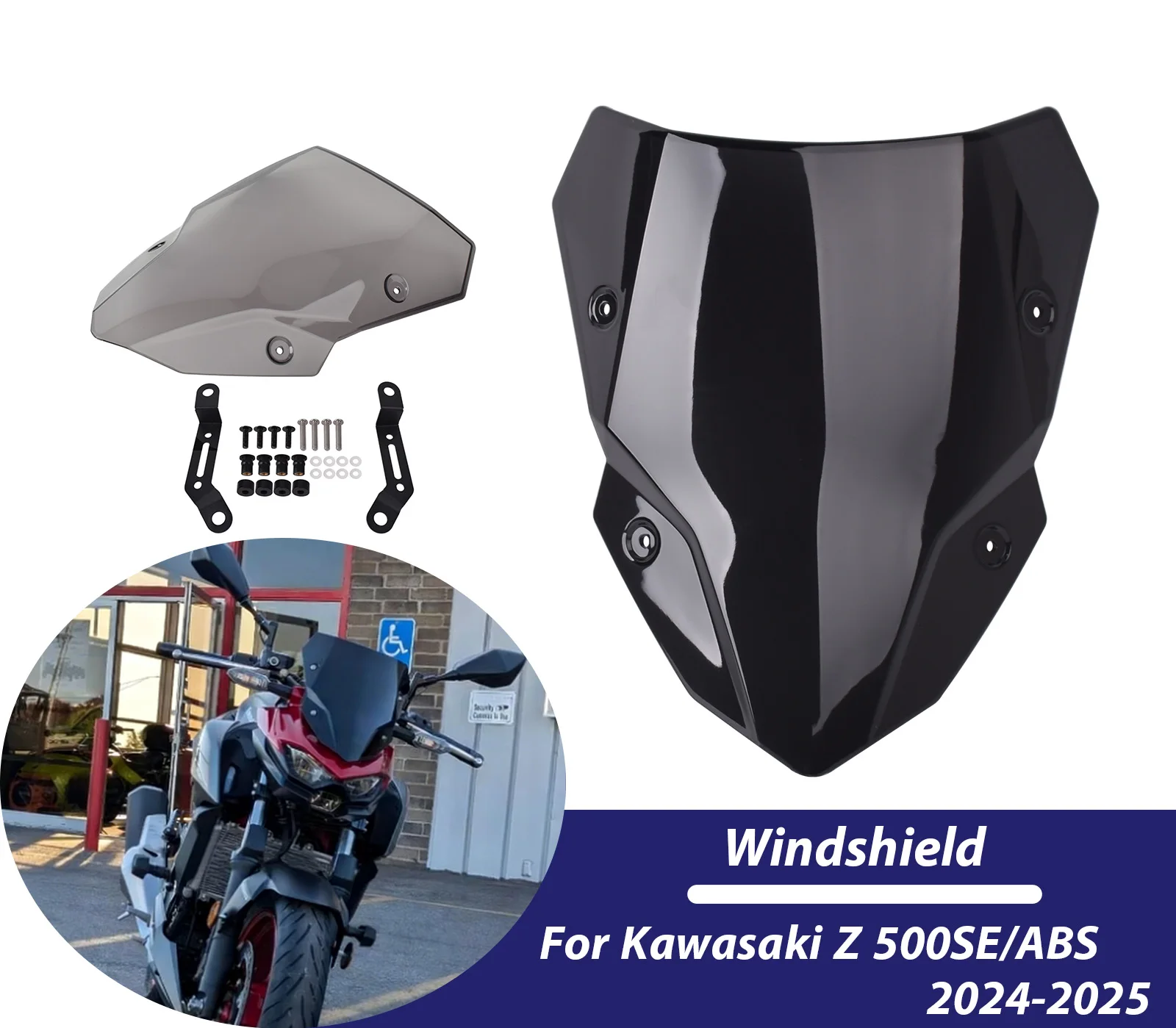 

Ветровое стекло для мотоцикла Kawasaki Z 500 SE Z500 SE ABS 2024 2025, дефлекторы ветра, передний экран, аксессуары