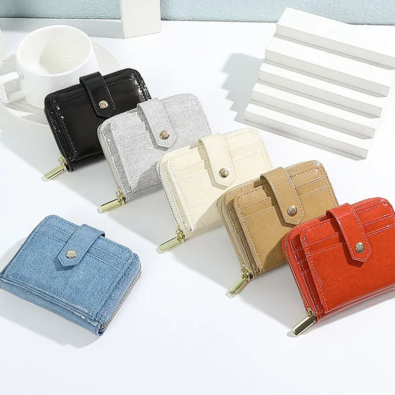 Women's Short Zipper Wallets Thin Card Holder with Pull-Out Id Window, Stylish Ultra-Thin Wallet Daily Use billeteras de mujer
