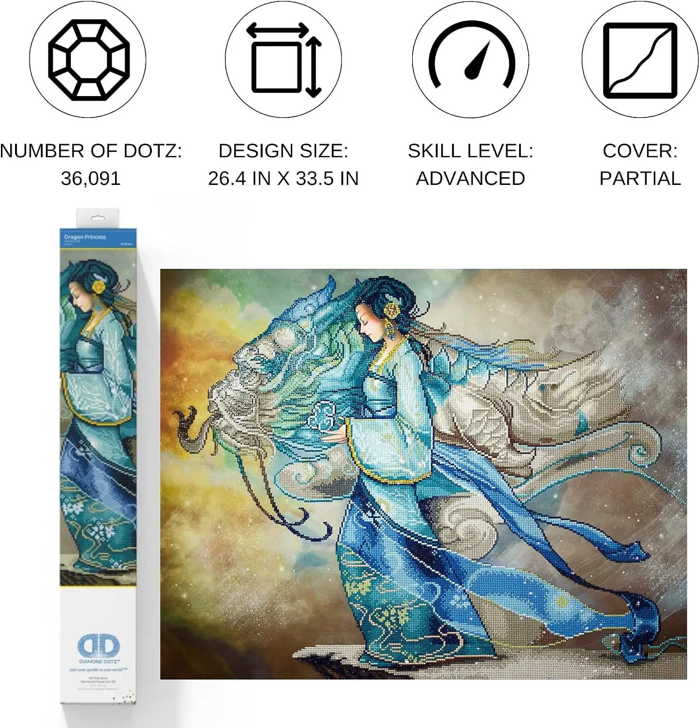 Dragon Princess Diamond Painting Kits for Adults - Diamond Art Kits a Relaxing Creative Craft Kit with Dotz Gems 26.4x33.5