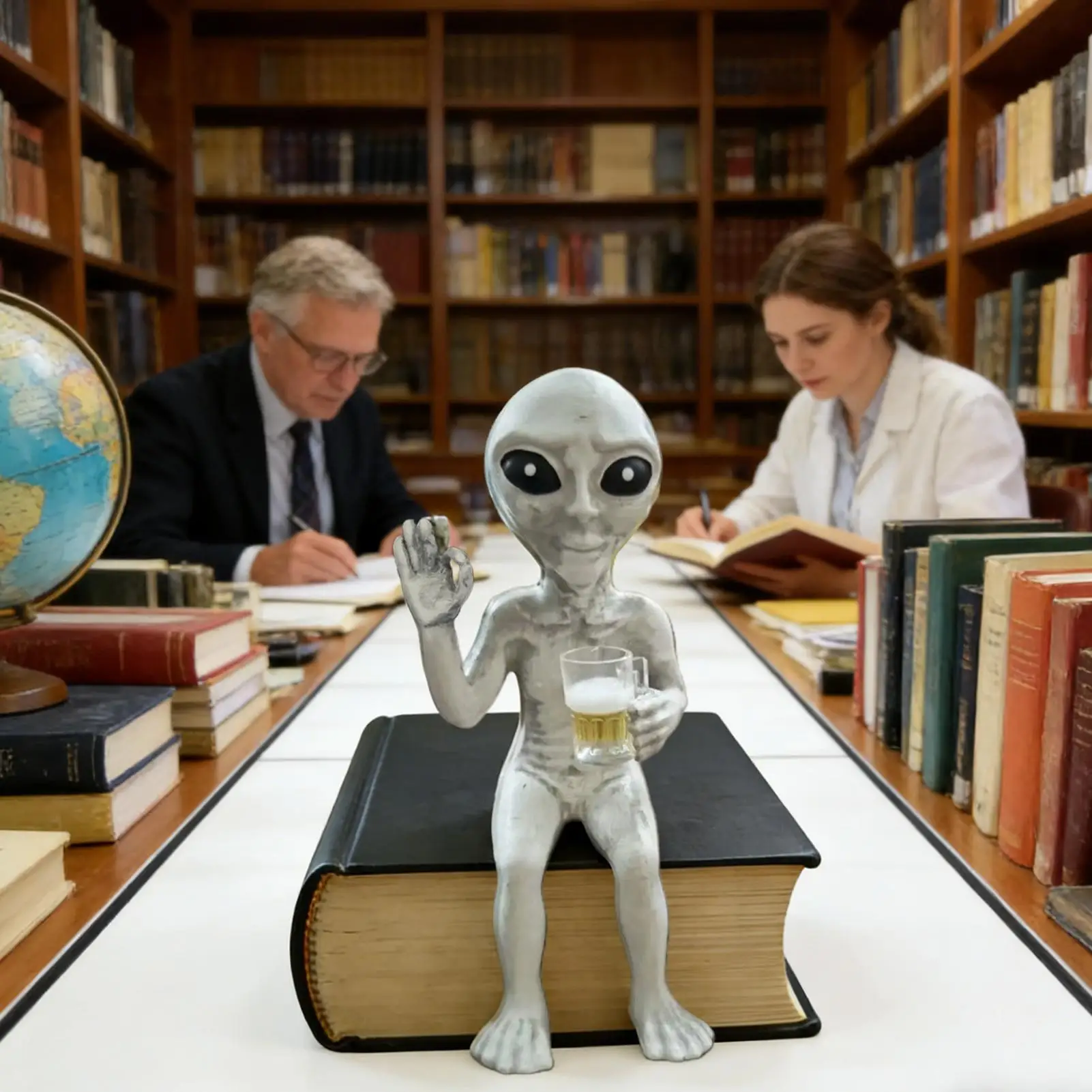 Funny Figurines Small Resin Beer Drinking Alien Statue 5.91inch Wine Drinking Figure Room Decor For Study Room Bedroom Office