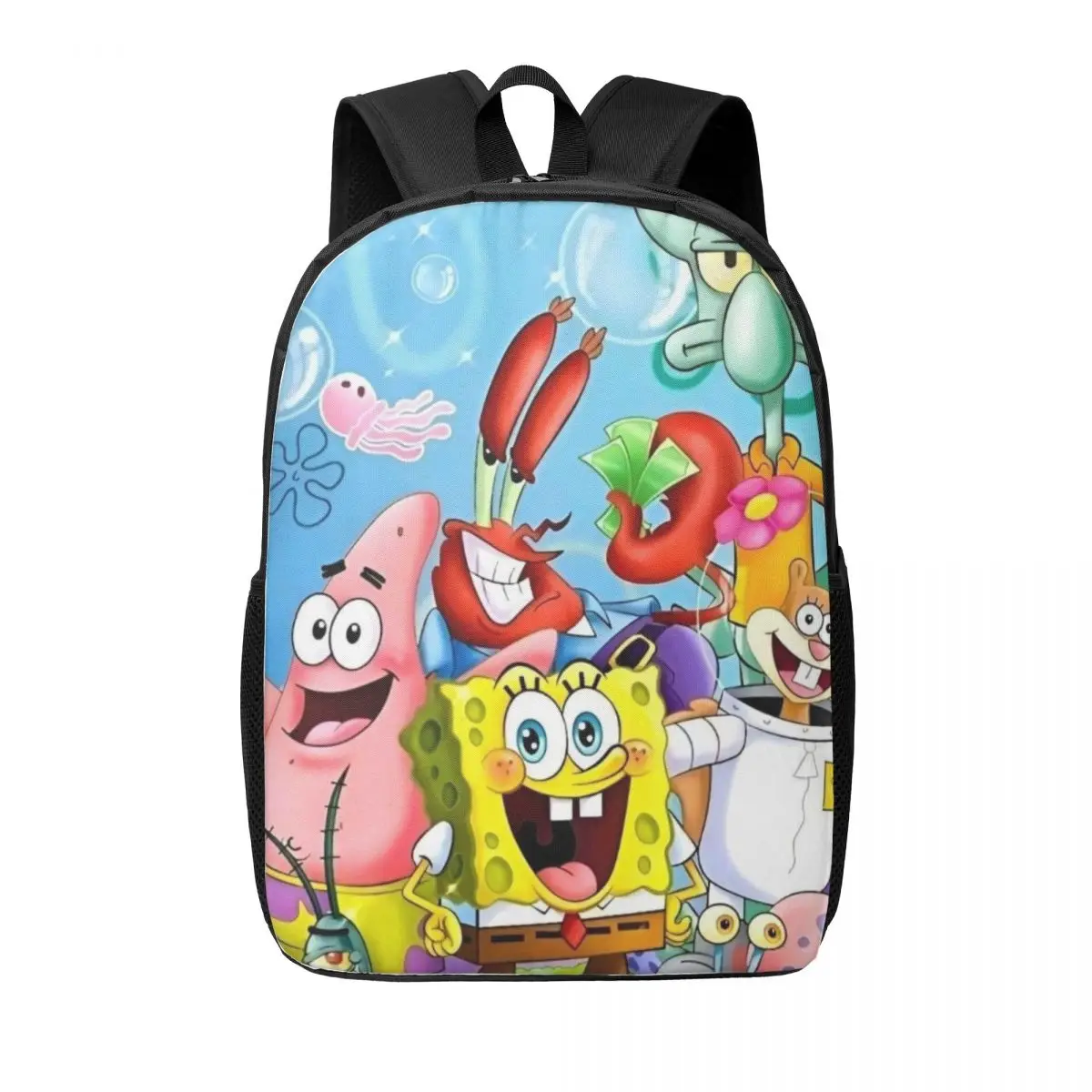 Spongebob 17-Inch Simple Student Backpack - Lightweight and Spacious School Bag for Boys and Girls