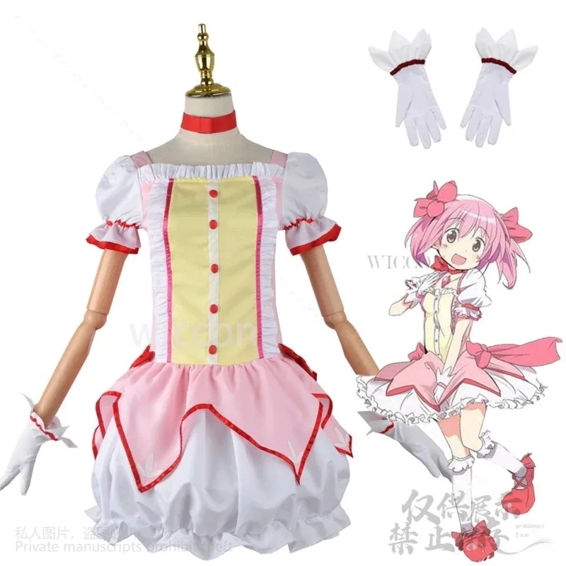 

NewAnime Magical Girl Kaname Madoka Косплей Kawaii Розовое платье Лолиты Костюм Парики Обувь Puella Magi Madoka для Хэллоуина Customi