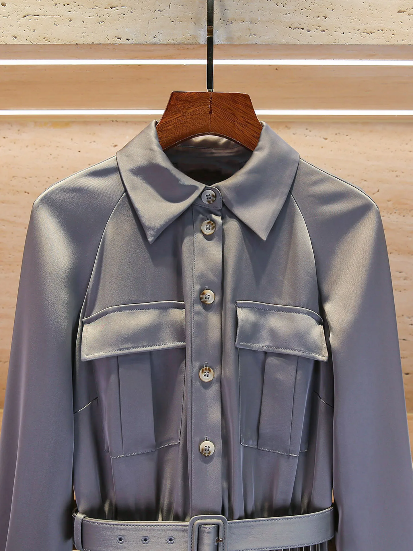 ハイウエストロングスカート ガーゼ生地 ベルト付き エレガント サテンロングスカート レディース 秋春 通勤 シンプル ハイウエスト