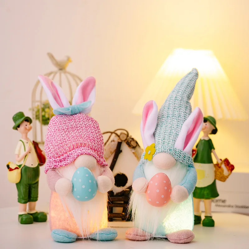 

Gnome Easter Faceless Doll 32cm Glowing Easter Rabbit Holding Eggs Dwarf Ornament Happy Easter Gifts Home Party Decoration