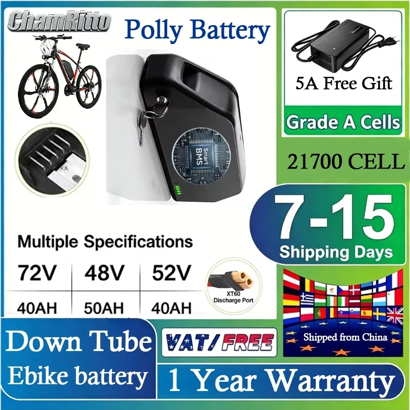 

Electrical Bicycle 48v Hailong DP7 Battery EBike 52v Down Tube Accu 25 40 45 50Ah 60Ah Akku Electric Bike Bafang 30ah 750w 2000w