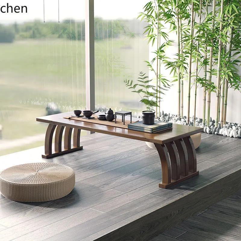 YFY Tea Home Bedroom Sitting Small Study Low Solid Wood Kang Small Coffee