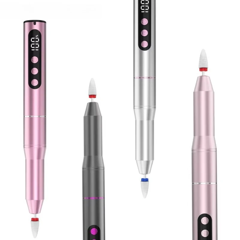 USB Electric Nail File Salon Tool Pen Shape Nail Drill Machine Brushed