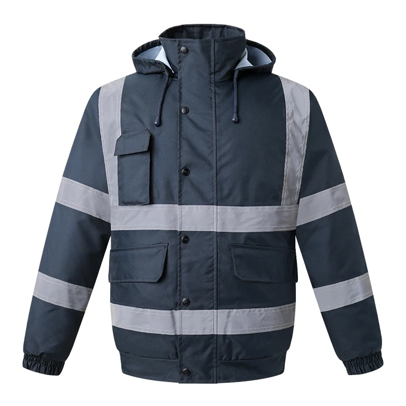 Winter Reflective Clothing High Visibility Waterproof Windproof Bomber Jacket Safety Workwear Clothing for Road Traffic