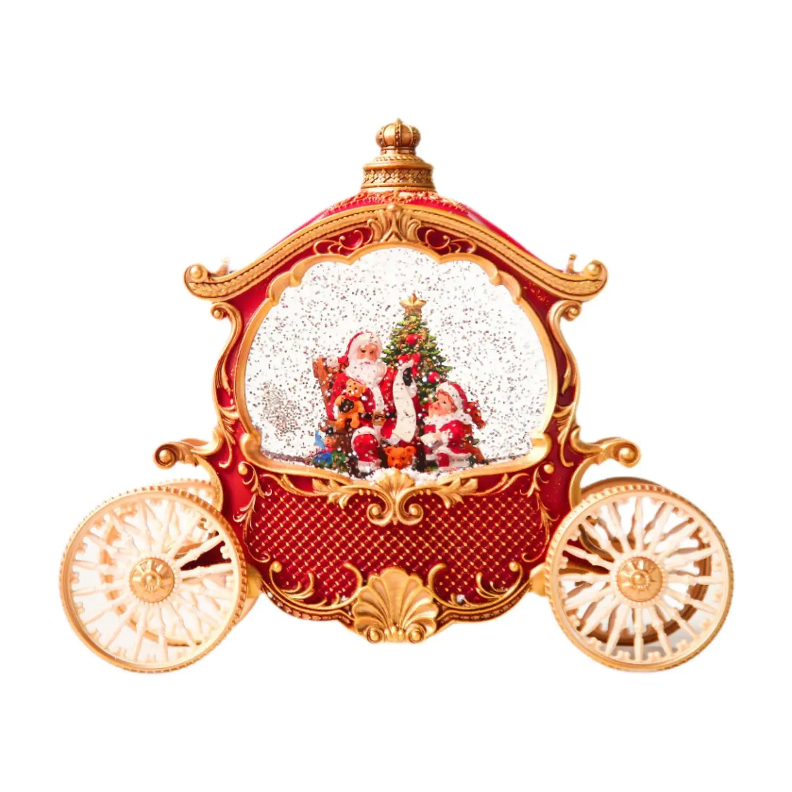 Vintage Christmas Carriage Snow Globe with Lights Musical Decoration for Birthday Party Favor Craft