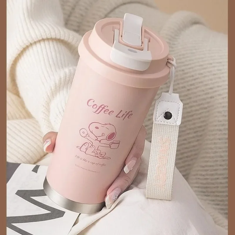 Peanuts Snoopy Cartoon Stainless Steel Large Capacity Portable Double Drinking Mouth Insulated Cup Good-looking Birthday Gift