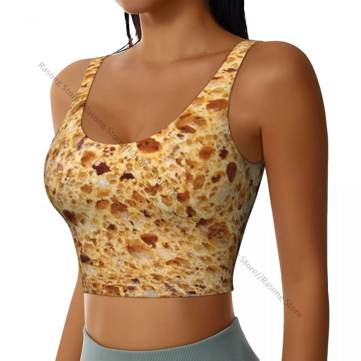 Women Sexy Sports Vest Bread Grains Female Streetwear Sport Lingerie Tee Crop Top