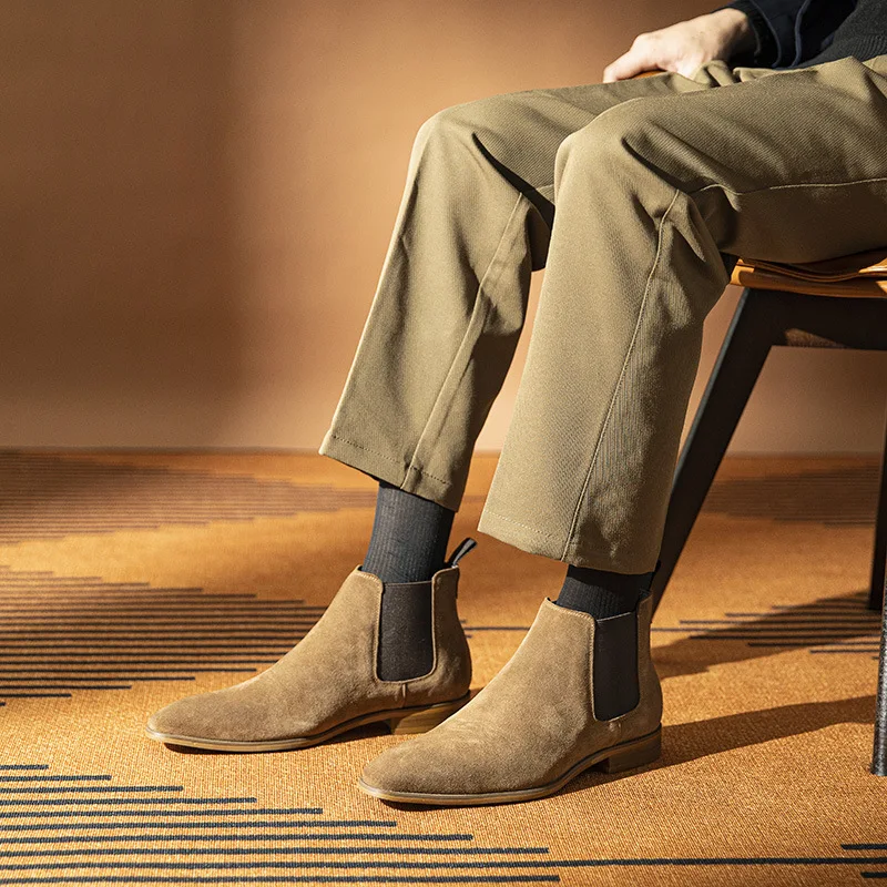 الرجال تشيلسي الأحذية الجلدية الصلبة الجلود الرجعية عارية الأحذية رجال الأعمال الأحذية