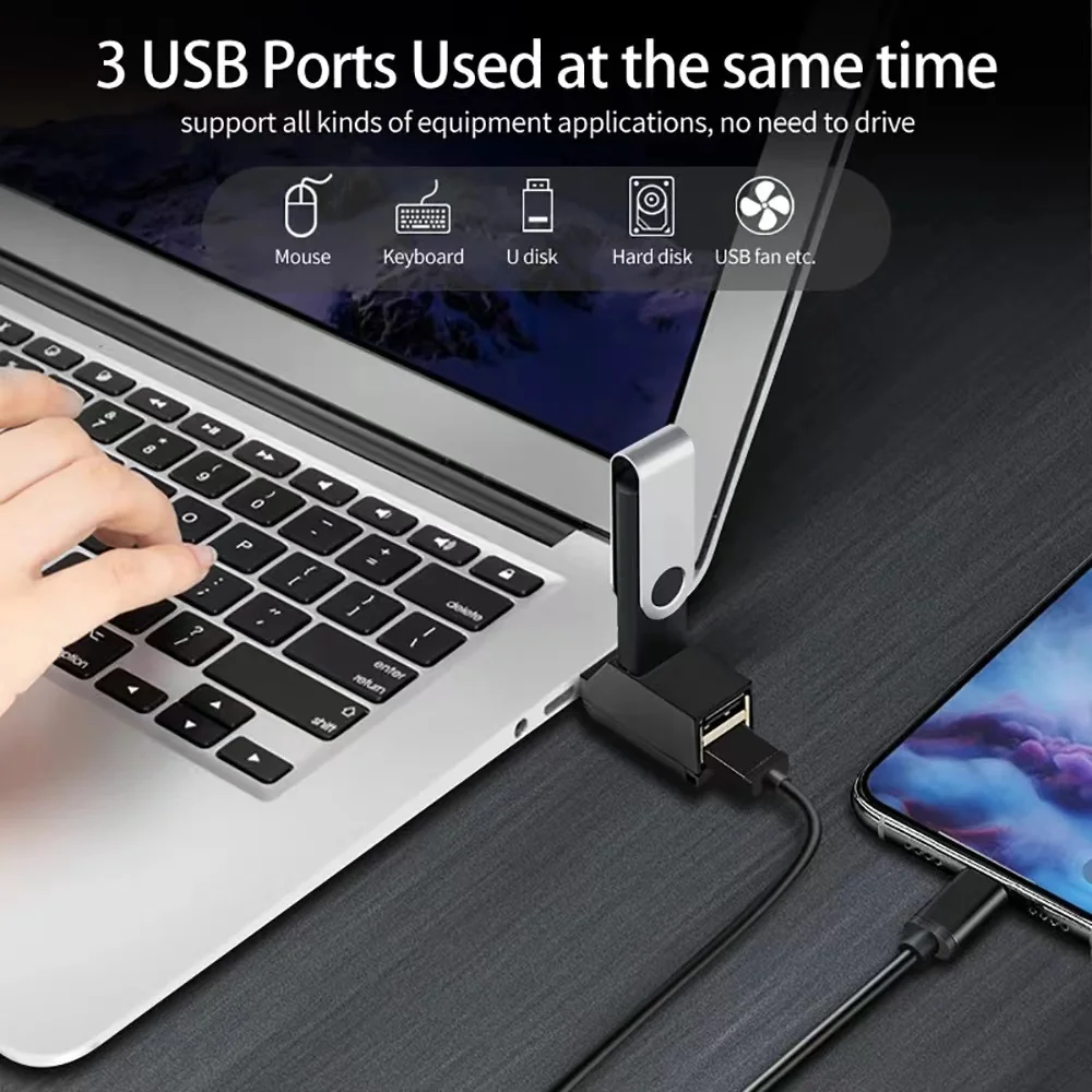 USB 3.0 HUB Adapter Extender Mini Splitter Box 1 to 3 Ports High Speed USB 2.0 For PC Laptop U Disk Card Reader