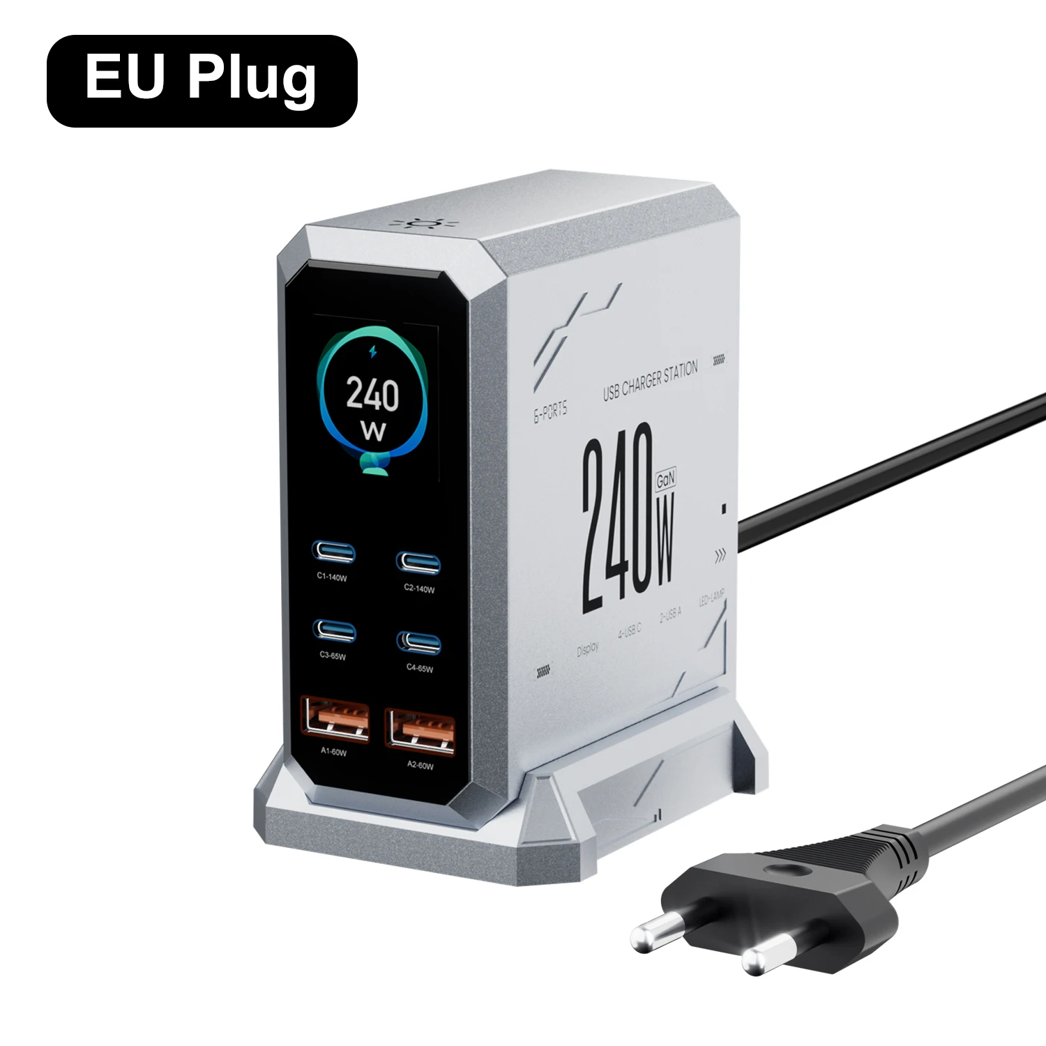 240W GaN充電器 6-IN-1 140W PD3.1 PPS USB Type C デジタル