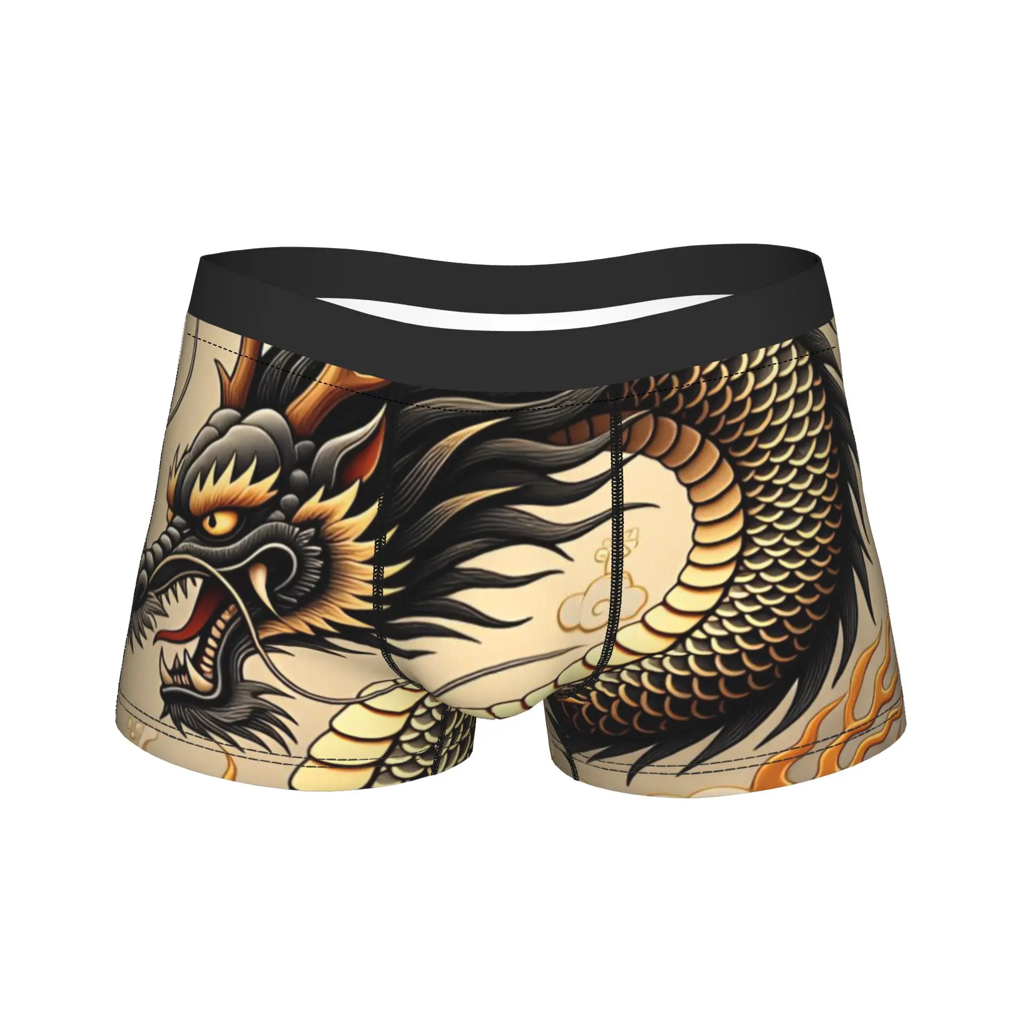 

Dragon Pattern Underwear Novelty Underpants Printed Boxer Brief For Males Pouch Plus Size Boxershorts
