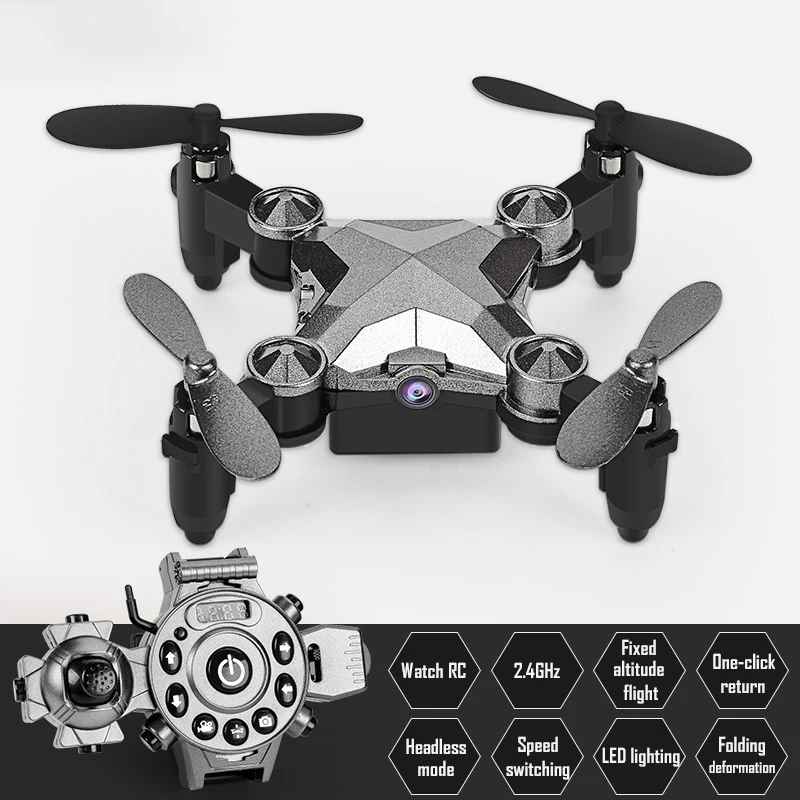 DH-800 Foldable Mini Quadcopter Gravity Sensing Flying Drone 360 Degree Rotating Aerobatics Watch Design Remote Control Aircraft