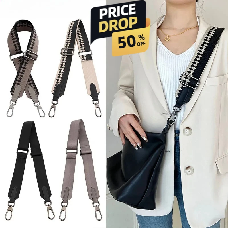 Alça de ombro de lona para Longchamp, substituição sem casa, preto, cinza, alça crossbody larga para mulheres, acessório de bolsa removível