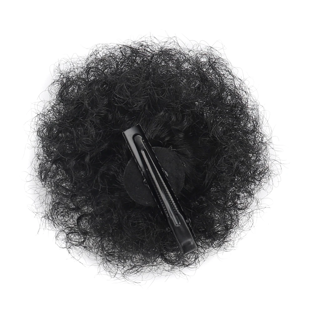 Synthetischer Afro-Puff-Clip-on-Haarknoten für Kinder, kleine verworrene lockige Pferdeschwanzverlängerung für kleine Mädchen, Haarteil mit wiederholtem Einsatz