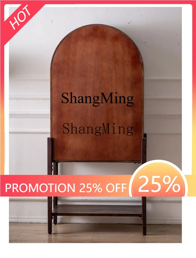 

FG medieval high-footed dining side cabinet, living room decorative arched cabinet, solid wood store display cabinet