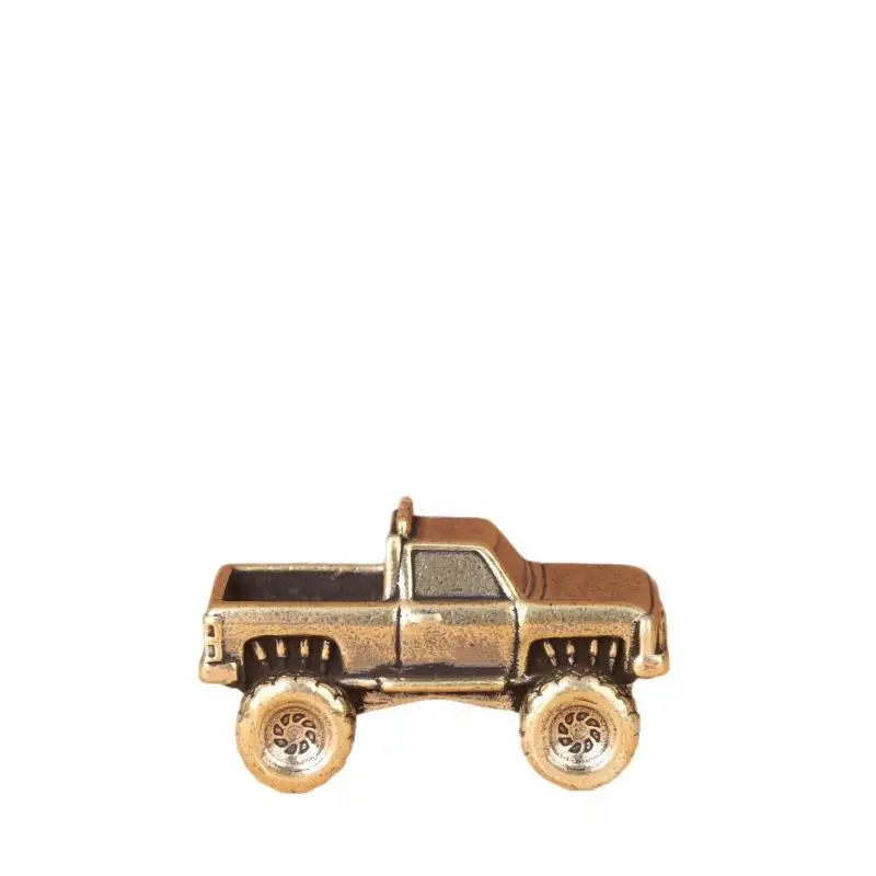 Solid Brass Mini Pickup Truck Ornament Retro Finish Hand Polished For Home Decor Collection Gifts