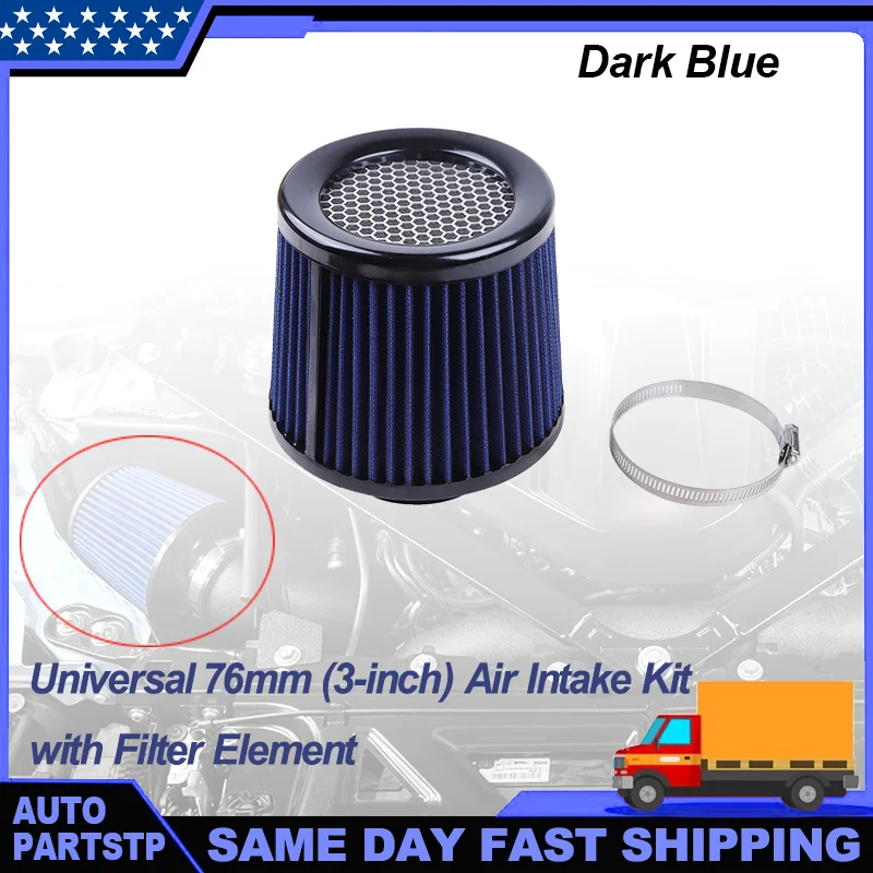 Pattern 3 Inch 76mm High Flow Inlet Cold Air Intake Cone Replacement Dry Air Filter Washable