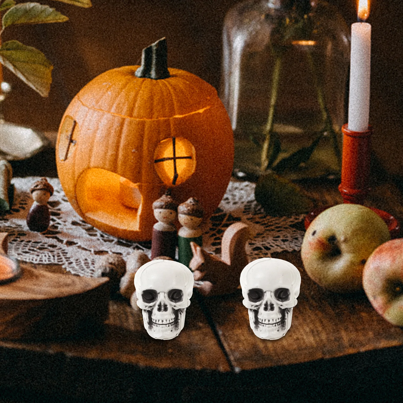 2 قطعة الدعائم الجمجمة هالوين البلاستيك الجمجمة رؤساء زاحف ديكور لحزب مسكون كرنفال الديكور الرعب رئيس